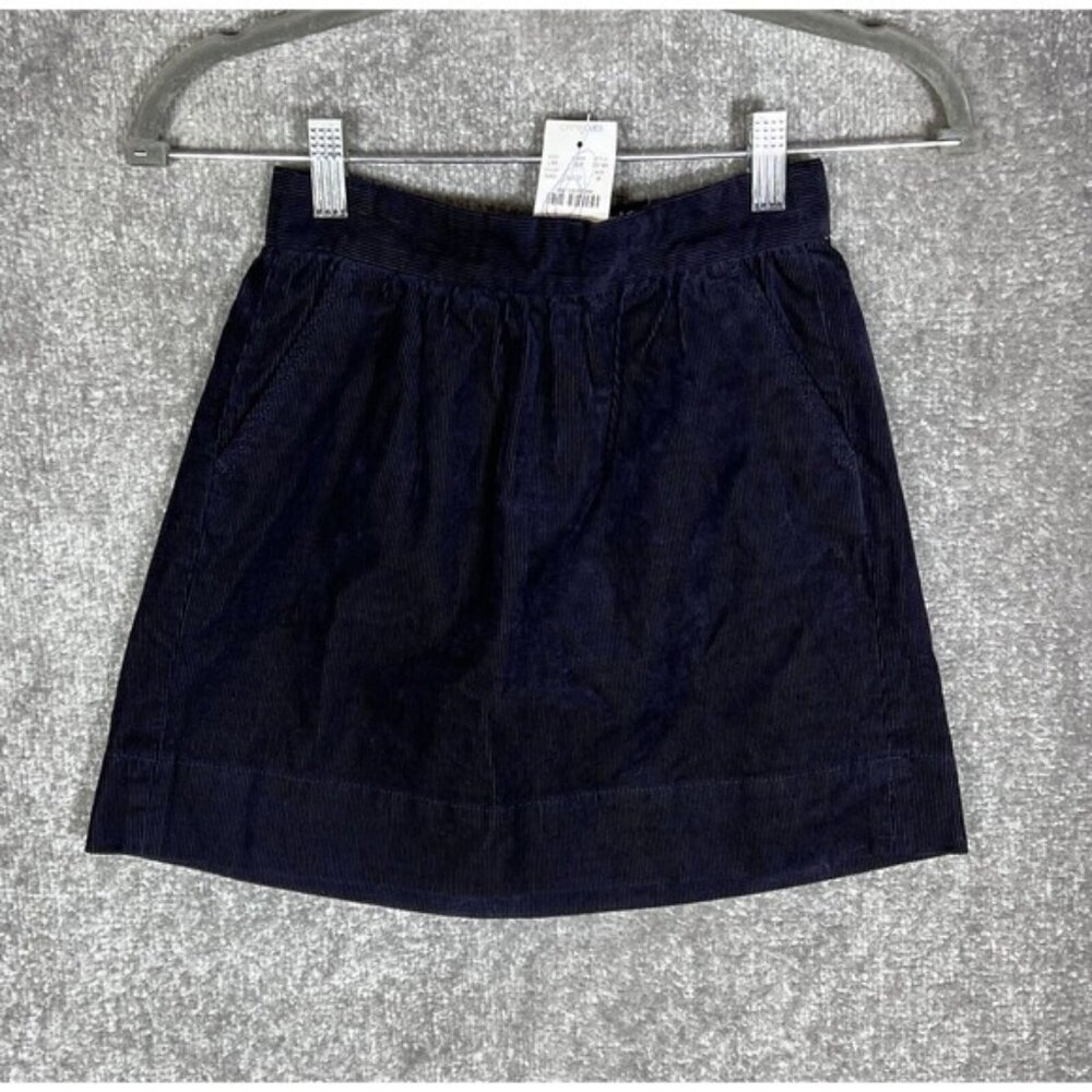 J Crew Crewcuts Corduroy Pull On Skirt Girls Size 8 Blue Pleated Pockets NWT‎
